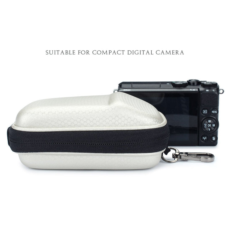 Hard EVA Shock Resistant Compact Digital Camera Case Carrying Protective for Canon PowerShot SX730 HS G9 X Nikon COOLPIX S33 Panasonic LUMIX DC GX850 ZS70 Sony Cyber-Shot HX90 Olympus TG-5, Off-White White