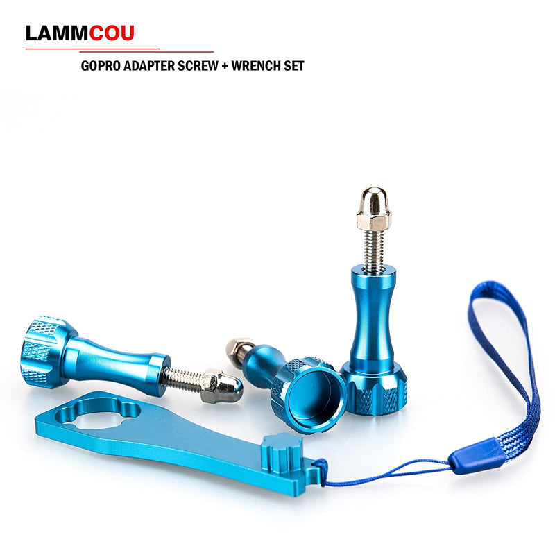 Lammcou Action Camera Aluminum Thumb Screw Adapter Set and Wrench Compatible with GoPro Hero 9 8 7 6 5 Osmo Yi Sports Camera Accessory - Blue