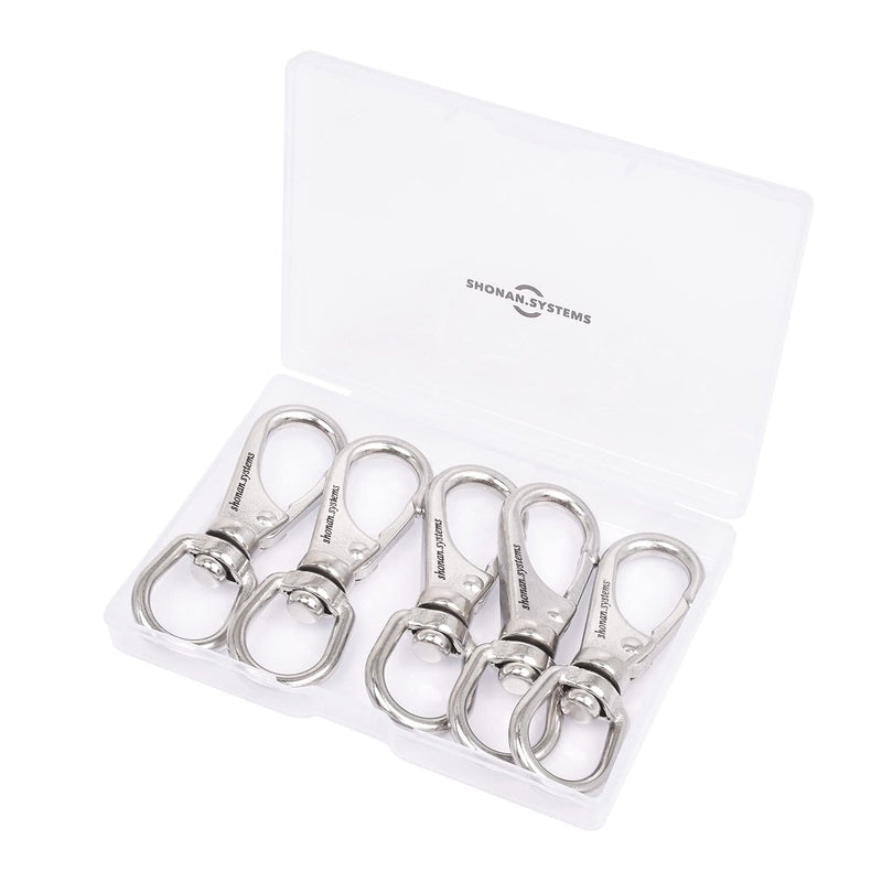 SHONAN 2.7 Inch Swivel Snap Hooks, 5 Pack Stainless Steel 316 Swivel Spring Snaps, Flag Pole Swivel Snap Clips, Marine Grade Swivel Hook Clips for Scuba Diving, Dog leashes, Keychains, Bird Feeders