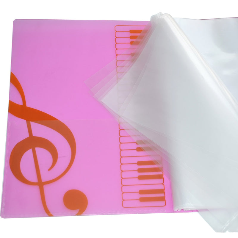 Music Themed Folder Music folder storage Holder,A4 Size Folder,40 Pockets,Treble Clef Folder (2Pack-Pink)