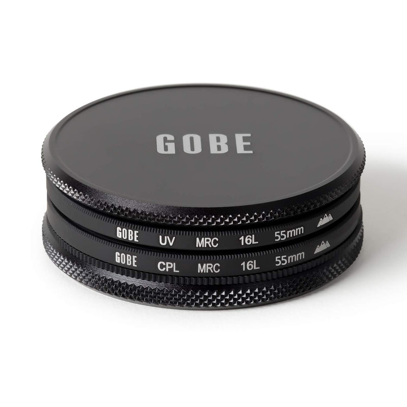 Gobe 55mm UV + Circular Polarizing (CPL) Lens Filter Kit (3Peak)