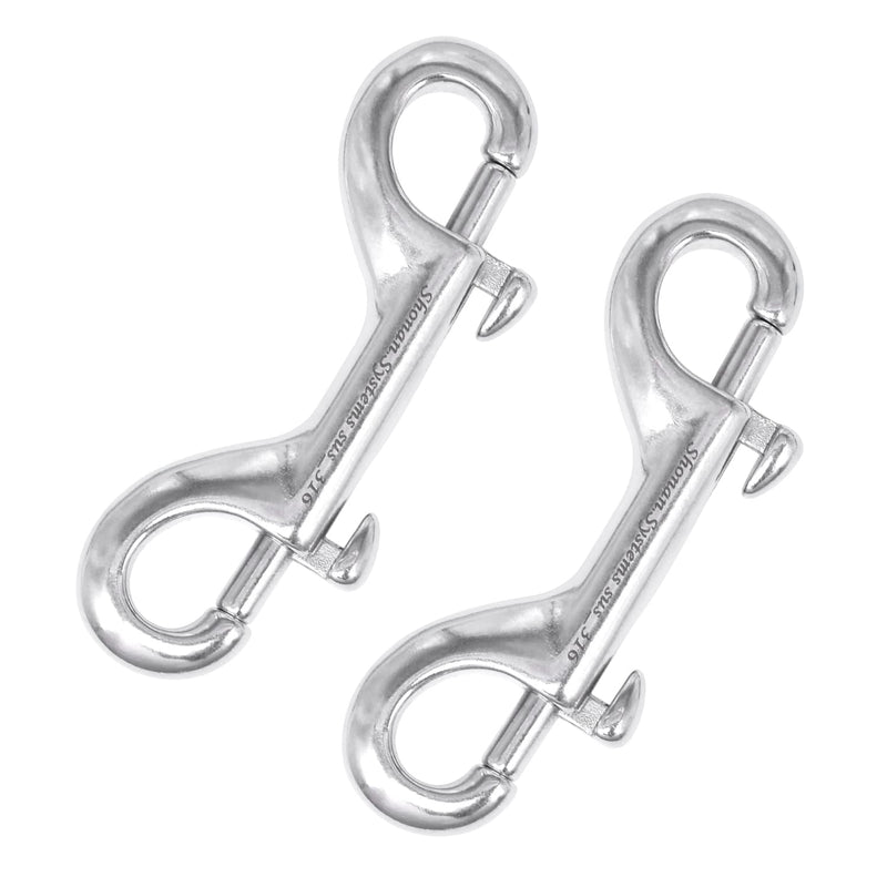 [AUSTRALIA] - SHONAN Double Ended Bolt Snap Hooks, 2 Pack Heavy Duty Stainless Steel 316 Double Ended Trigger Snaps, 3.5 Inch Marine Grade Metal Clips for Diving, Dog Leash, Key Chain, Horse Tack, Feed Buckets 3.5 Inch, 2 Pack, Double Ended 
