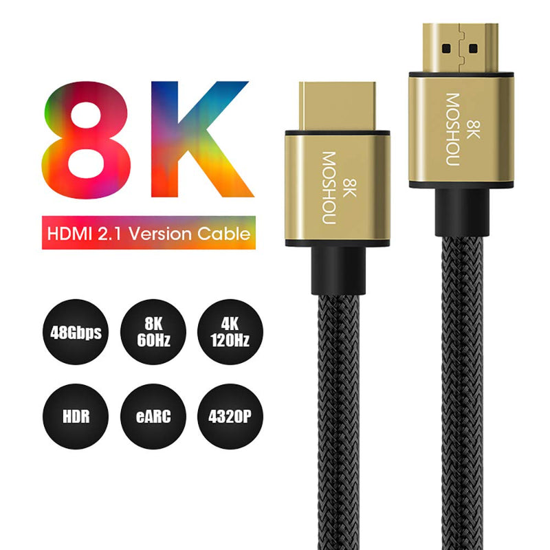 SIKAI MOSHOU Ultra High Speed HDMI 2.1 Cable 8K 60Hz, 4K 120Hz, 3D Ultra HDR 48Gbps HiFi eARC Dolby Atmos HDCP2.2 HDMI Cable Compatible with Samsung QLED 8K Q900 TV, TCL Roku TV, VIZIO TV (12 Feet) 12 Feet