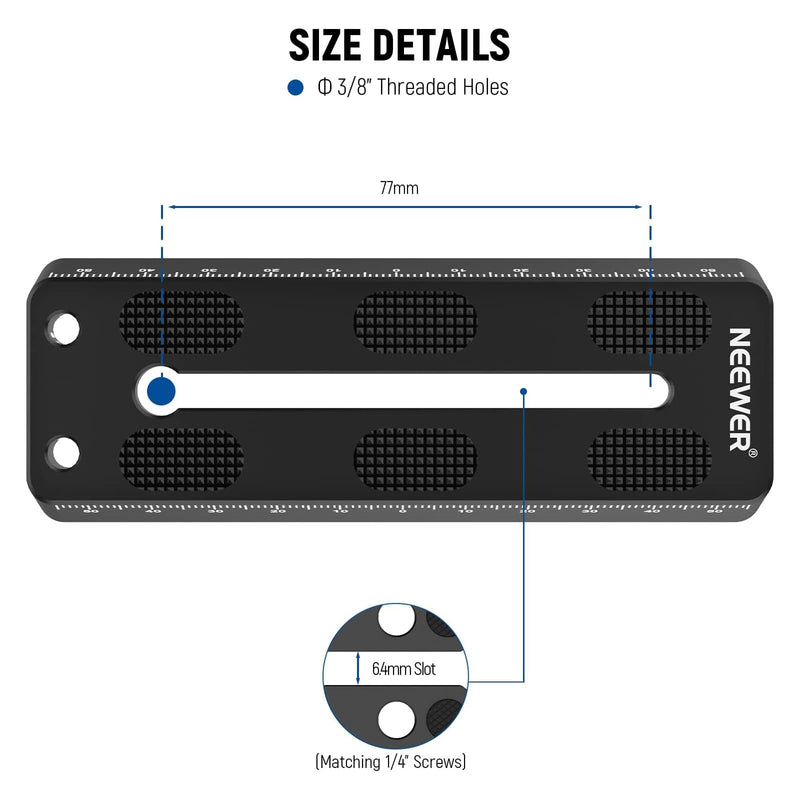 NEEWER 4.72"/120mm Rail Bar Vixen Style Dovetail Plate, Metal Mounting Plate Saddle with 1/4" 3/8" D Ring Screw for Telescope Mount Adapter Base OTA Equatorial Tripod Sky Astrophotography, QR005