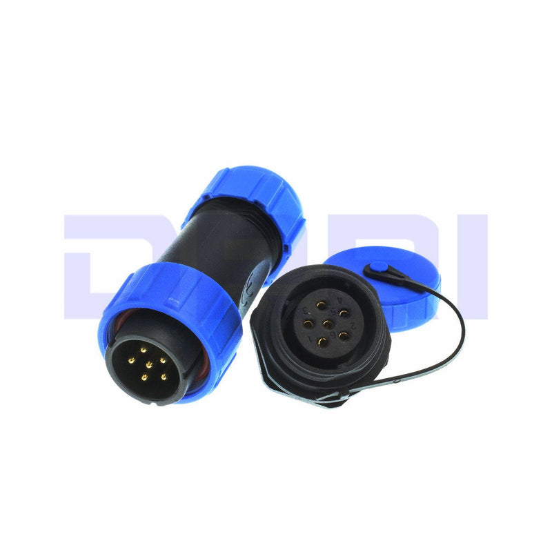 DRRI SP21 6pin Outdoor Waterproof Connector IP68 Plug & Socket Power Cable Panel Mount (6Pin)