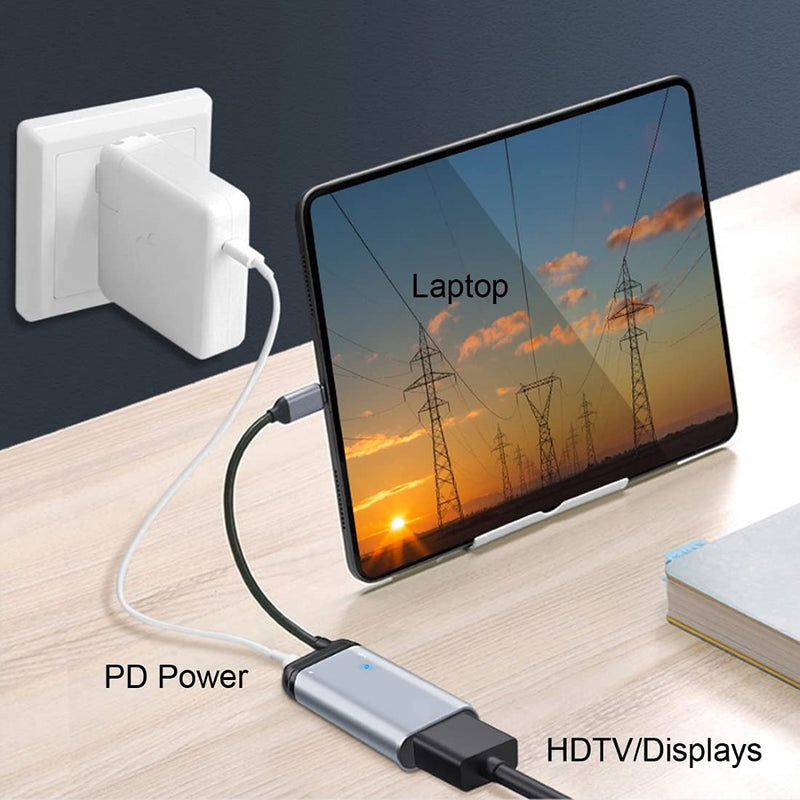 [AUSTRALIA] - Chenyang CY USB3.1 Type C USB C to HDMI Converter HDTV Adapter 4K 60hz 1080p with Type C Female PD Power Port for Tablet Phone Laptop PD+HDMI Grey 