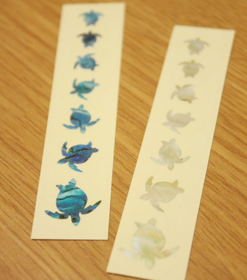 Inlay Sticker Fret Markers for Ukuleles - Sea Turtles/Honus (2 Colours Set) White Pearl & Abalone Blue