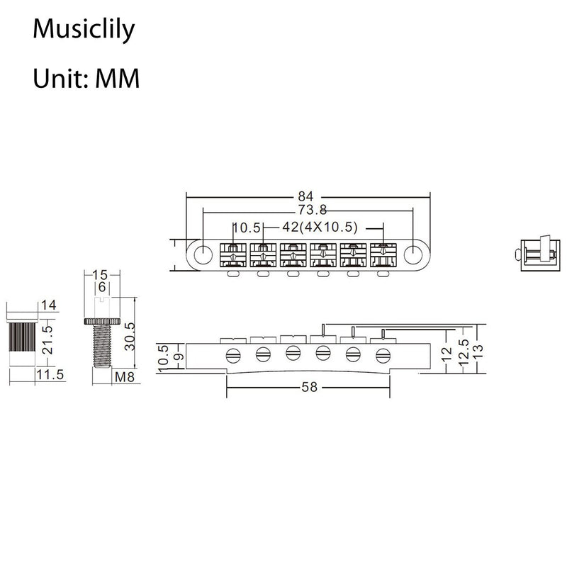 Musiclily Pro 52.5mm TOM Tunematic Bridge for China made Epiphone Les Paul Guitar Replacement, Chrome