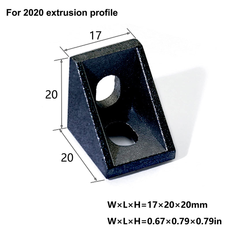 24 Sets Black 2020 Series Aluminum Extrusion Profile Connector Set,24 pcs Corner Brackets,with 48 pcs T-Nuts and Hex Screw Bolt for 6mm 20S T Slot Aluminum Profile Accessories ‎24Set Black with Screw Nut