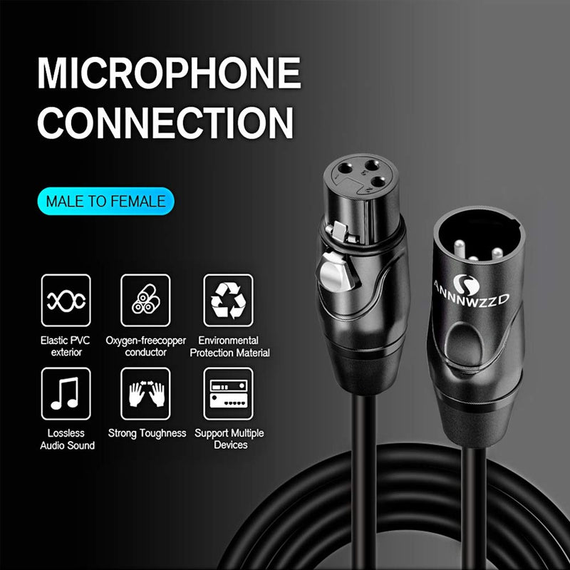 LinkinPerk XLR Cable，XLR Male to Female Microphone Extension Cable for Microphone, Amplifier, Mixing Desk or Speaker System (1M) 1M