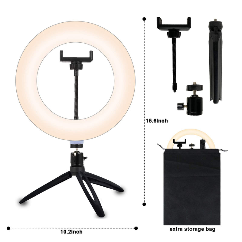 10”Selfie Ring Light Tripod with Phone Holder,KAVAYA Dimmable Desktop 3 Colour Modes for Live Streaming ,Make up, Outdoor Activities, Journey,Photography