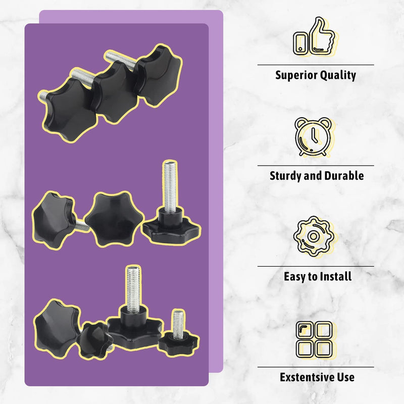 MroMax 2PCS M5x30mm Star Handle Knob Thread Replacement Tightening Screw Quick Disassembly Replacement Parts Clamping Handle Grip Screw Knob Black M5 x 30mm 25mm Head Dia