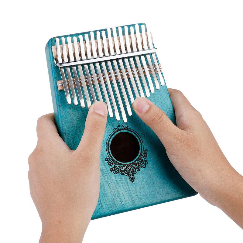 Alomejor Kalimba 17 Key Thumb Piano with Carry Bag Tune Hammer Portable Handmade African Musical Instrument for Kids Adult Beginners Professionals Mint Green