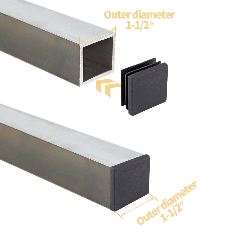 Uenhoy 30 Pcs 1-1/2" Square Plastic Plugs Insert End Caps Black Tubing End Caps for Square Tube, Chair Legs, Fence 1-1/2"