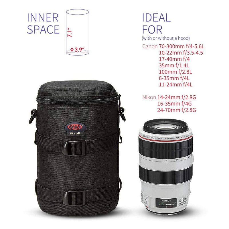 Camera Lens Case DSLR Camera Lens Bag Fits for Canon Nikon Pentax Sony Olympus Panasonic and Other Camera Lens BL-0006