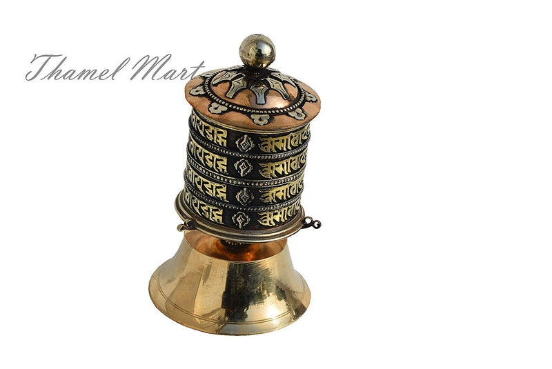 6 Inch Very Artistic Stand Tibetan Prayer Wheel "Om Mane Padme Hum" Hand Crafted in Nepal