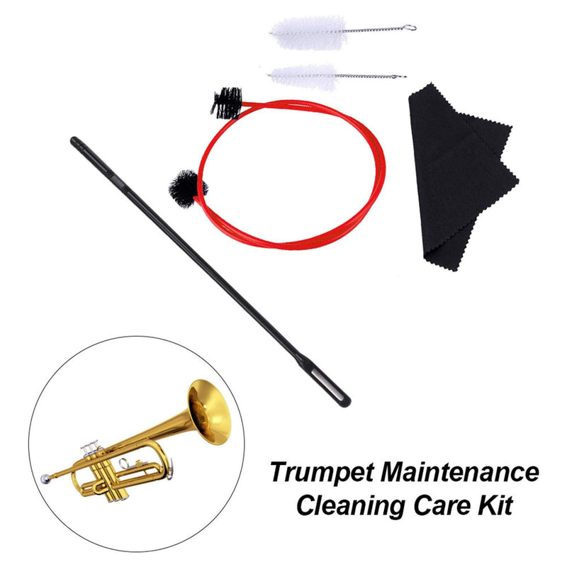 5 Pieces Trumpet Cleaning Care Kit Trumpet Mouthpiece Brush Valve Brush Flexible Brush with Cleaning Cloth Musical Instrument Maintenance Care Accessory