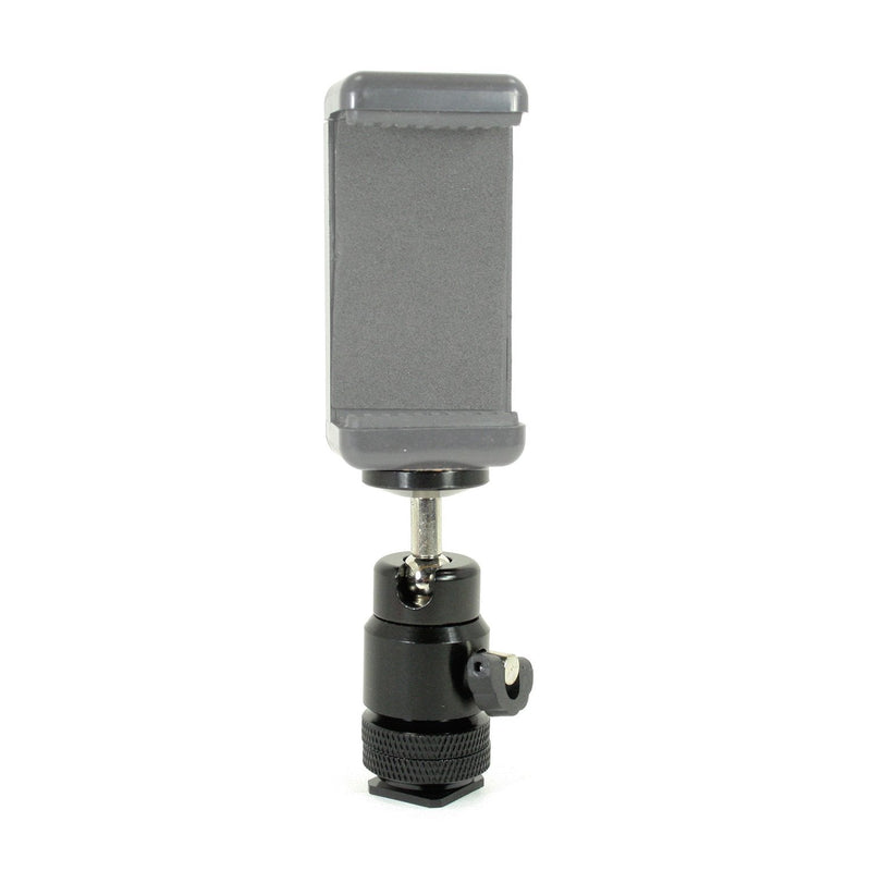 Action Mount - Mini Ball Head with Lock and Hot Shoe Adapter Camera Cradle for use with DLSR Camera. Easily Attach a Phone Mount, Flash, Trigger, or Diffuser. (Black)
