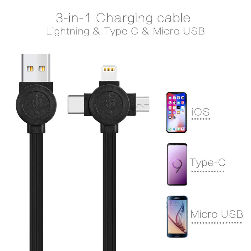 Micro USB Charging Cable, ASICEN 2Pack 3-in-1 Multi Retractable Lightning to USB Cable Type C Sync Fast Charging Cord for iPhone, iPad Mini/Pro/Air, iPod,Samsung,Moto,BlackBerry,Nokia,LG,Google,HTC
