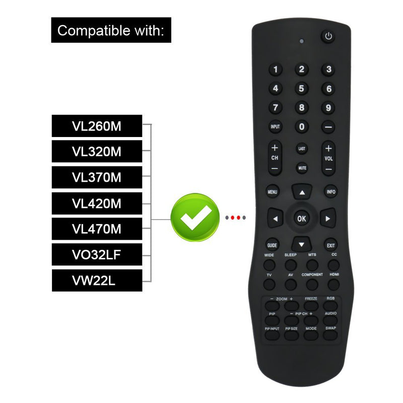 LuckyStar Remote Control VR1 Compatible with Vizio TV, if Applicable Vl320m Vl370m Vl420m Vl470m Vmm26 Vo22l Vo22lf Vo32l Vo32lf Vo32oe Vo370m Vo37l Vo37lf Vo420e Vo42lf Vo47lf Voj320f Voj370