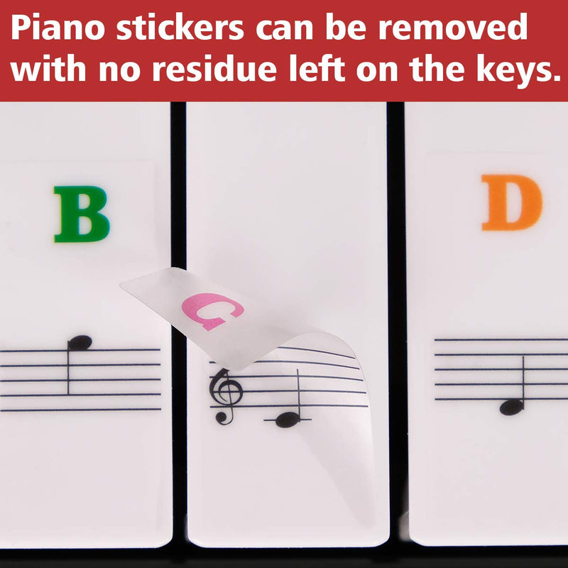 Piano Stickers for Keys, Eison Colorful Piano Keyboard Stickers for 88/61/54/49/37 Full Set Black and White Key Stickers Removable for Kids Learning Piano, Leaves No Residue, Kids Gift -Multi-Color