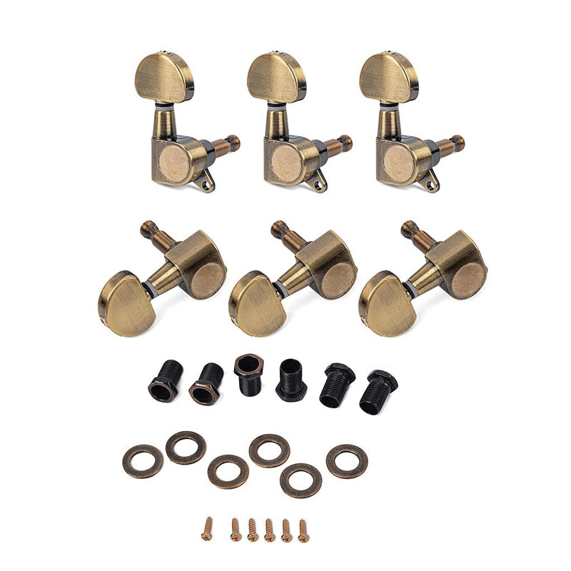 Alnicov 6PCS 3L3R Guitar String Tuning Pegs Sealed Machine Heads Tuners Kit for Epiphone Guitar Electric Acoustic Guitars Gear Ratio of 1:18-Bronze