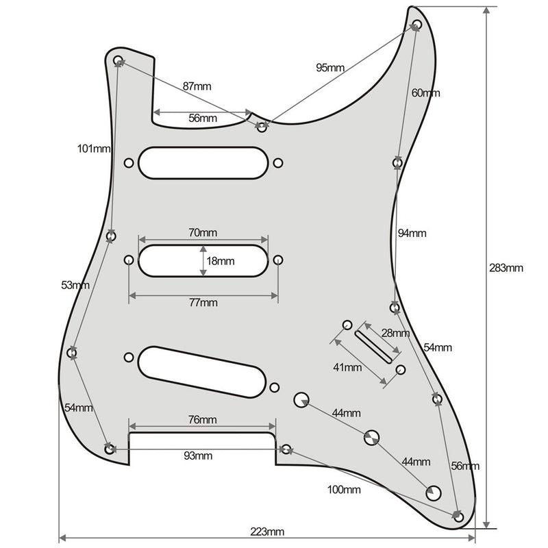 FLEOR 11 Hole Strat Pickguard Back Plate Set for Fender American/Mexican Standard Strat Guitar Part, 1Ply Blue Shell