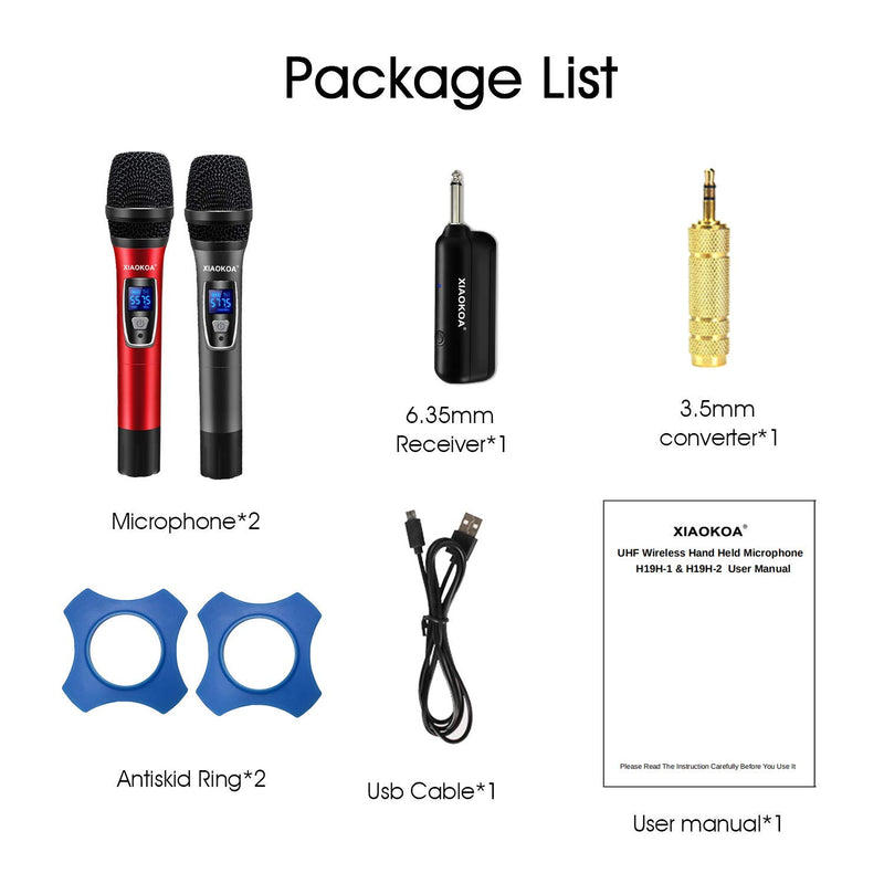 [AUSTRALIA] - Handheld Wireless Karaoke Microphone,UHF Dual Channel Professional Cordless Microphones,1800MAh Rechargeable Receiver,Ideal for Party, Church,Singing,Compatible with Voice Amplifier, PA System 