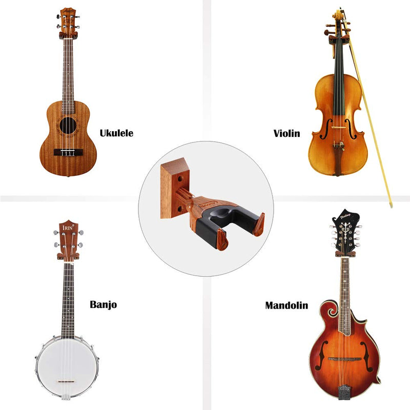 Ukulele Wall Mount, Auto Lock Ukulele Hanger, Hard Wood Base Ukulele Holder, For Ukulele/Violin/Banjo/Mandolin Wall Mount Hook Stand