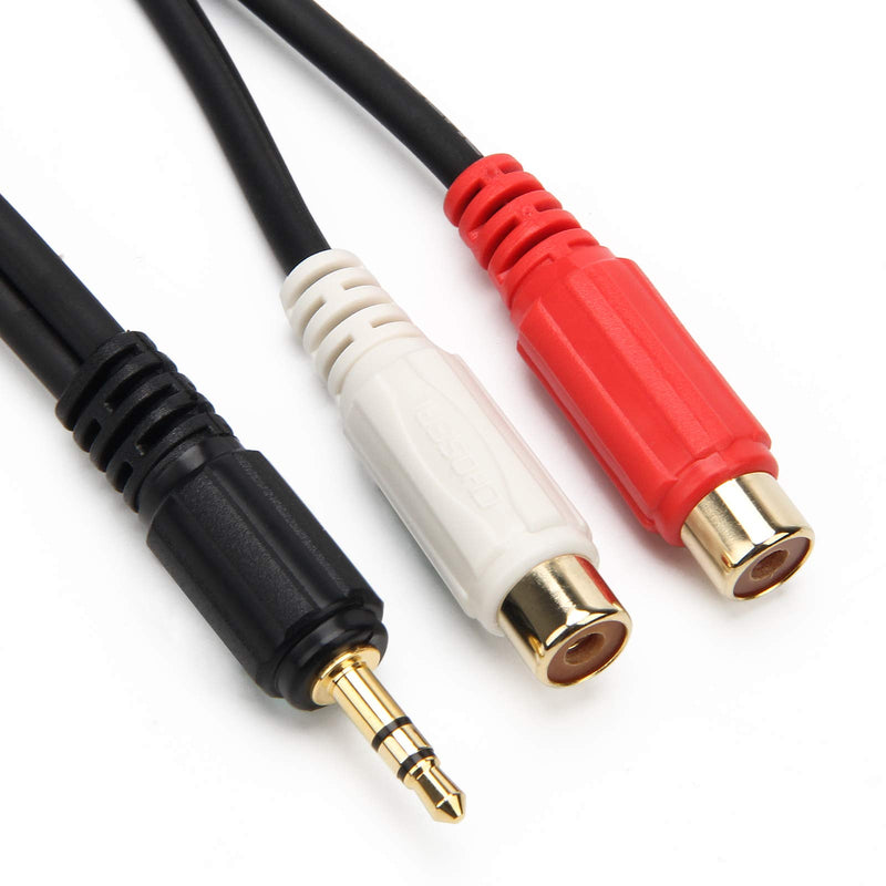 Adecco LLC 3.5mm Gold 1/8 Stereo Mini Jack Male to 2 Female RCA Adapter Audio (Male to 2 Female)