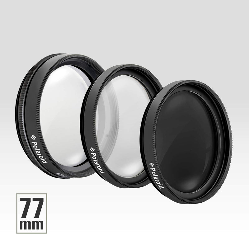 [AUSTRALIA] - Polaroid Optics 77mm 3-Piece Filter Kit Set [UV,CPL,FLD,& Neutral Density] includes Nylon Carry Case – Compatible w/ All Popular Camera Lens Models 