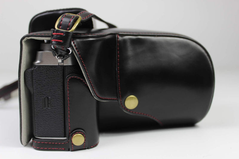 X-T4 Case, BolinUS Handmade PU Leather Fullbody Camera Case Bag Cover for Fujifilm Fuji X-T4 XT4 with 16-80mm 18-55mm 18-135mm 10-24mm 16-50mm Lens Bottom Opening Version (Black) Black