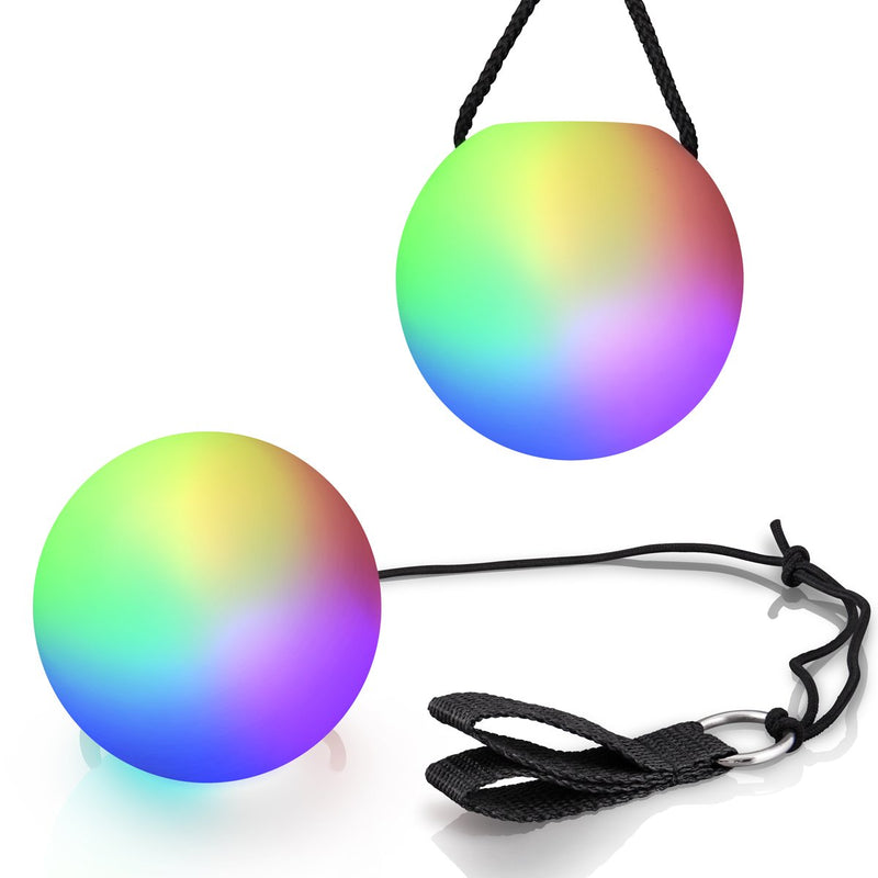 LED Poi Ball Swirling Light Rave Toy (Set of 2) Color Changing Poi Balls
