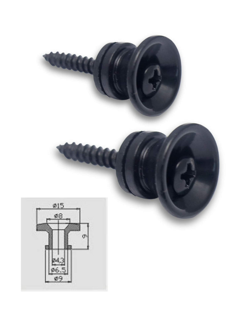 [AUSTRALIA] - Metallor Guitar Strap Locks and Buttons End Pins with Mounting Screws and Washers for Electric Guitar Bass Acoustic Guitar Ukulele Mandolin. (Black) Black 