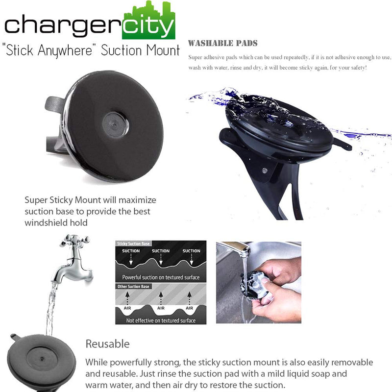 ChargerCity Super Suction Sticky Windshield Suction Cup Mount for Escort MAX/MAX 2 / Older Max360 Radar Detector from 2015-2019 w/Slide in Plate Slot only (NOT for Radar That use Magnetic Cradle)