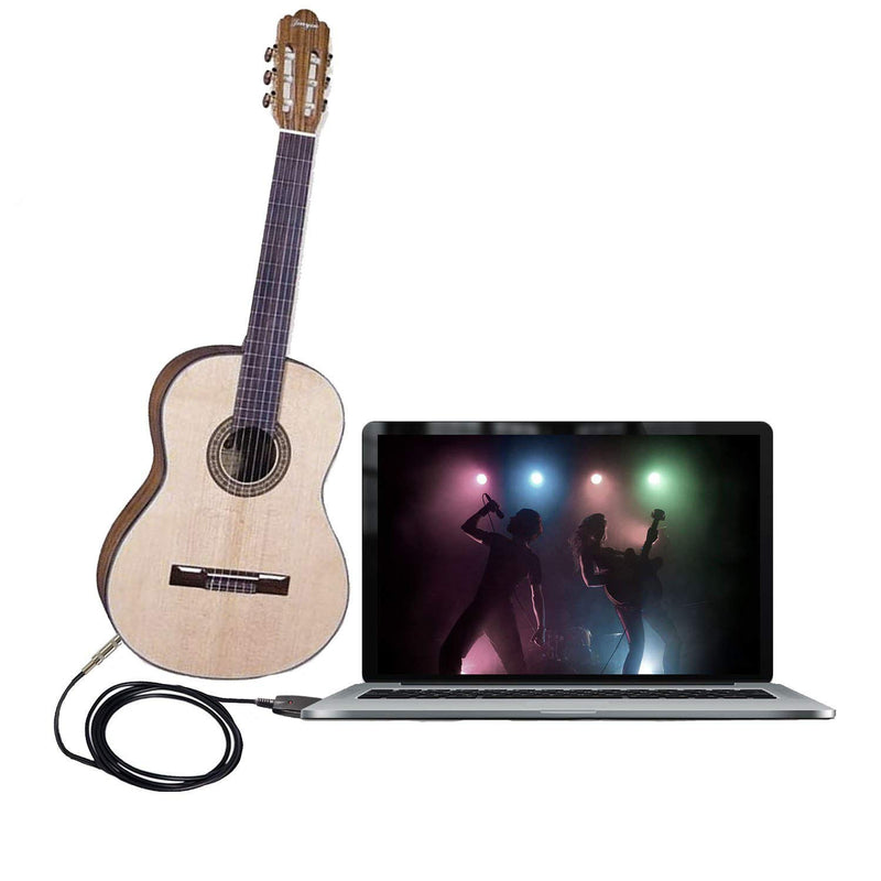 [AUSTRALIA] - SiYear USB Guitar Cable -USB 2.0Interface Male to 6.35mm (1/4inch) TS Mono Electric Guitar Converter Cable, Studio Audio Cable Guitar Computer Connector Cord Adapter for Instruments Recording Singing USB-6.35TS-3M 