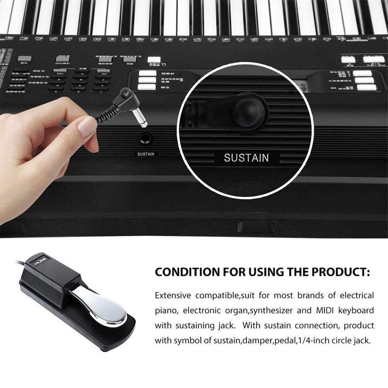 Upgrade Universal Sustain Pedal for MIDI Keyboards Digital Pianos Foot Pedal 6.6FT Cable