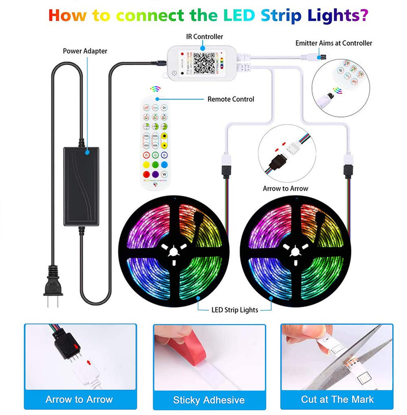 [AUSTRALIA] - Smart RGB LED Strip Lights, 32.8ft Waterproof Outdoor Strips Bluetooth Tape Light 300 LEDs SMD5050 Music Sync Color Changing, Phone APP Controlled for iOS & Android Home Party Kitchen Christmas Decor Black 