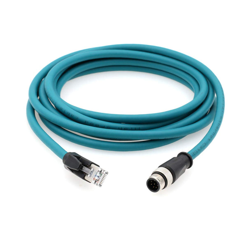 HangTon Industrial Camera Ethernet M12 8P A-Coded RJ45 Cable for Industrial Camera Cognex in-Sight 5000 7000, DMR 200 500, ism1400 PLC (3 Meter) 3 meter