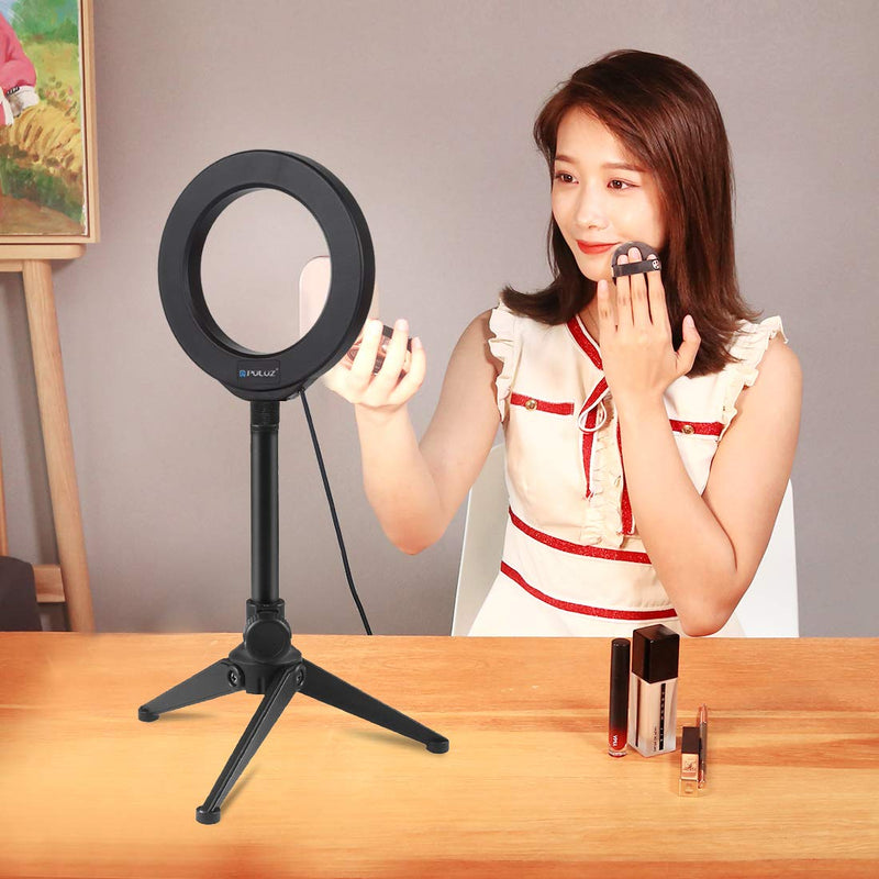Selfie Ring Light for Live Streaming in Tiktok/YouTube/Facebook,Selfie/Video/Makeup Camera Photography Ring Light Dimmable with Tripod Stand 4.7" Ring Lights with Tripod Stand