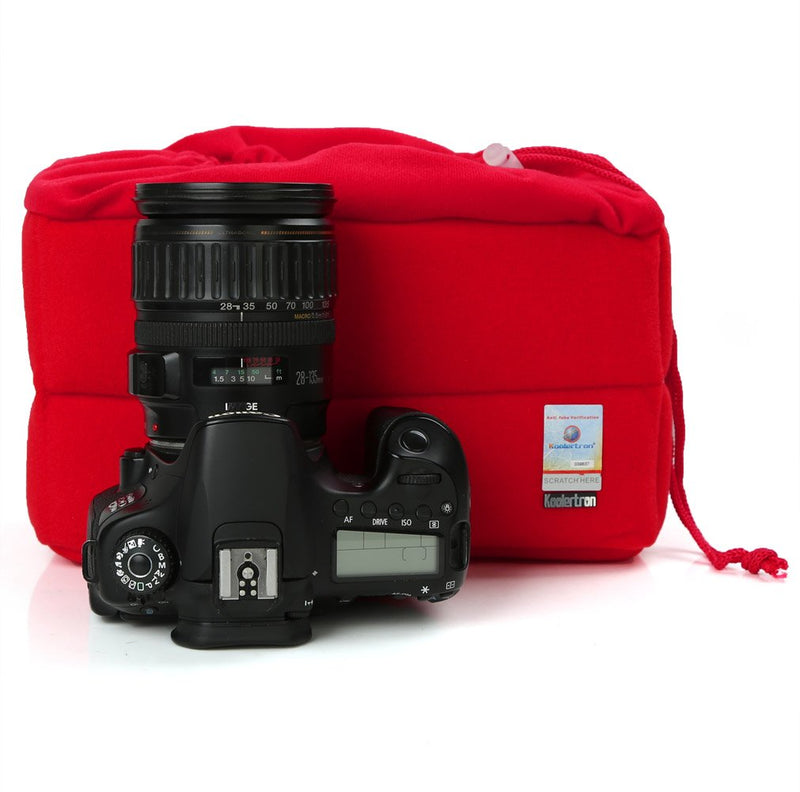 Koolertron Shockproof Camera Photo Bag for SLR SLR TLR Camera Insert Partition Padded Case for Sony Canon Nikon DSLR Shot Or Flash Light Red