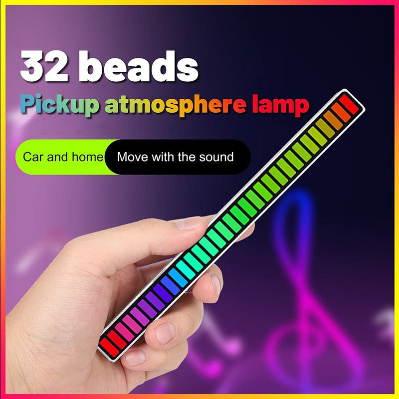 TEBASS RGB Light Bar, Music Level Sound Activated LED Lights 32 LED RGB 2022 Colorful, High Sensitive Patented Noise Removal Software for Car DJ/Youtuber Studio Gaming Set and Studio to Sing
