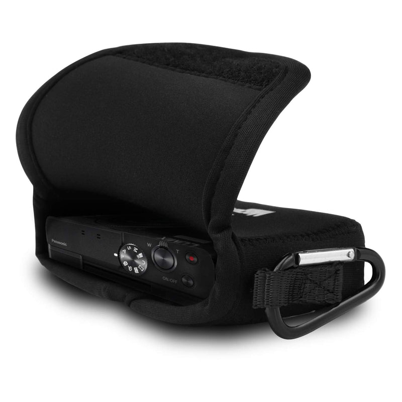[AUSTRALIA] - MegaGear ''Ultra Light'' Neoprene Camera Case Bag with Carabiner for Panasonic Lumix DC-ZS80, DC-ZS70, DMC-ZS100, DC-TZ95, DC-TZ90, DMC-TZ100 (Black) Black 