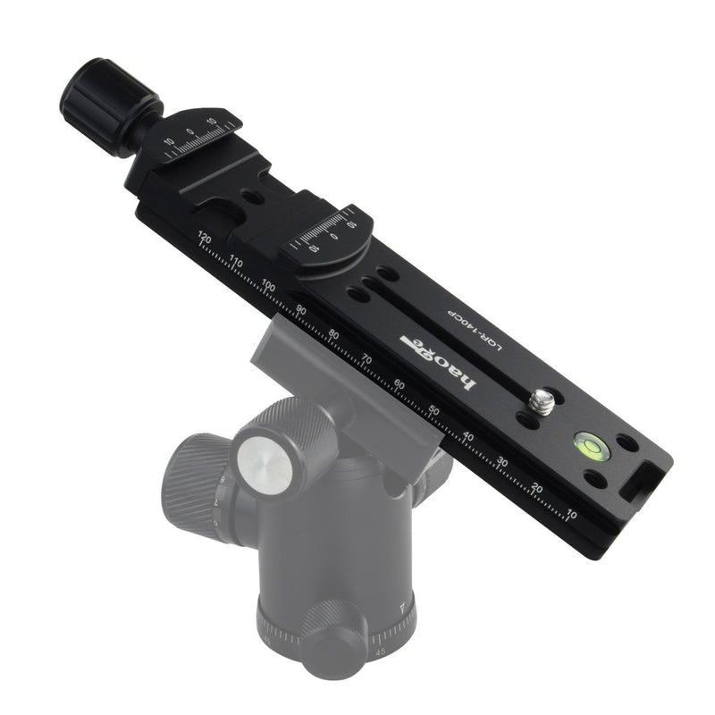 Haoge 140mm Nodal Slide Double Dovetail Focusing Rail Plate with Metal Quick Release Clamp for Camera Panoramic Panorama Close Up Macro Shoot fit Arca Swiss RRS Benro Kirk