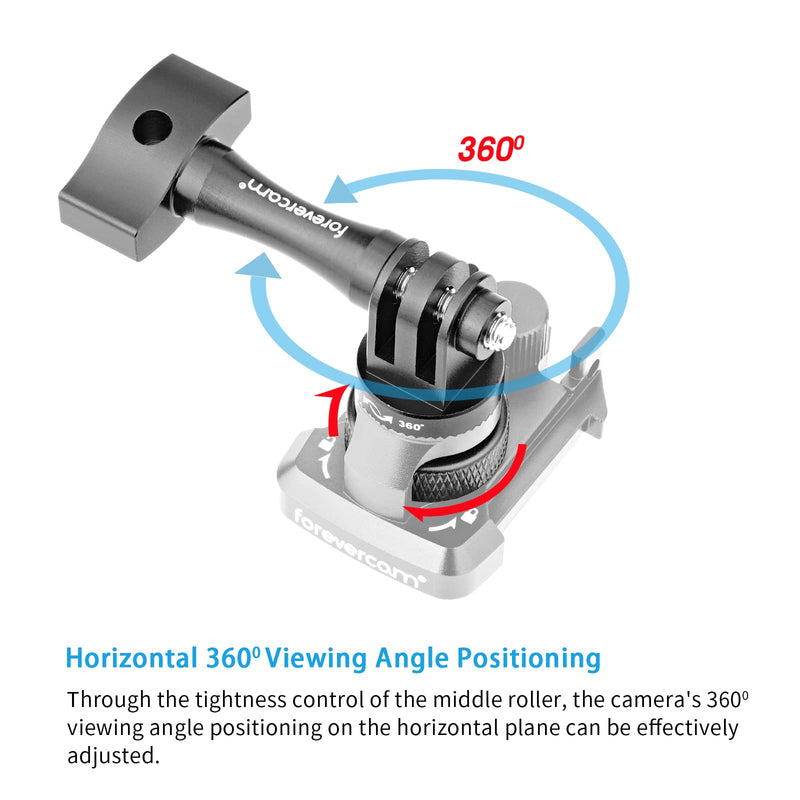 Forevercam Aluminum Buckle Clip Basic Base Mount+Hand Tighten Screw with 360 Degree Rotate & Lock Protector, Perfect for GoPro Clip mounts & Replace The Plastic Part Quick Release Mount + Adapter