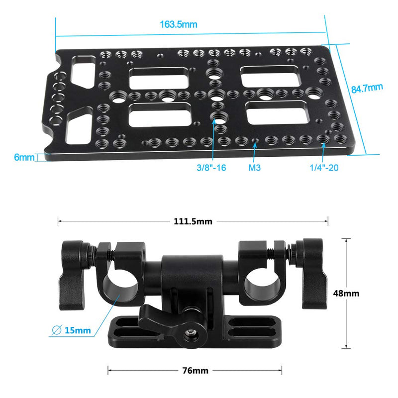 CAMVATE Battery Cheese Plate with 360° Swivel 15mm Rod Clamp for Anton Bauer Gold Mount Power Adapter