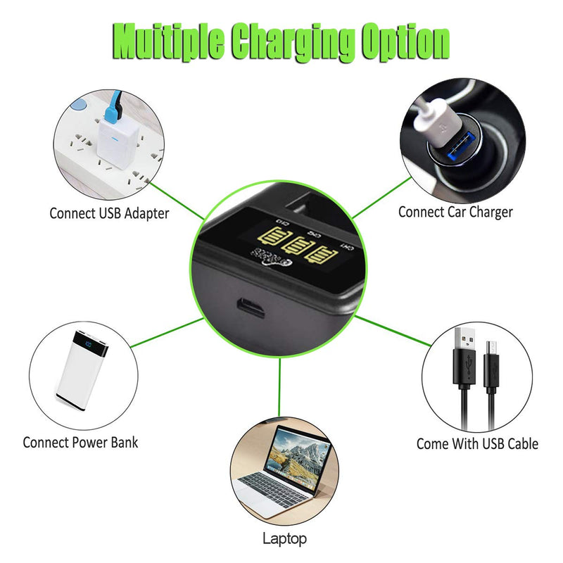 NP-BX1 Battery (3-Pack) and 3-Channel LED Charger Compatible with Sony Cyber-Shot DSC-RX100,DSC-RX100 II,DSC-RX100M II,DSC-RX100 III,DSC-RX100 IV,DSC-RX100 V,DSC-RX100 VII HX50V, HX60V, HX80V, HX90 3 battery + 3-slots LED Charger