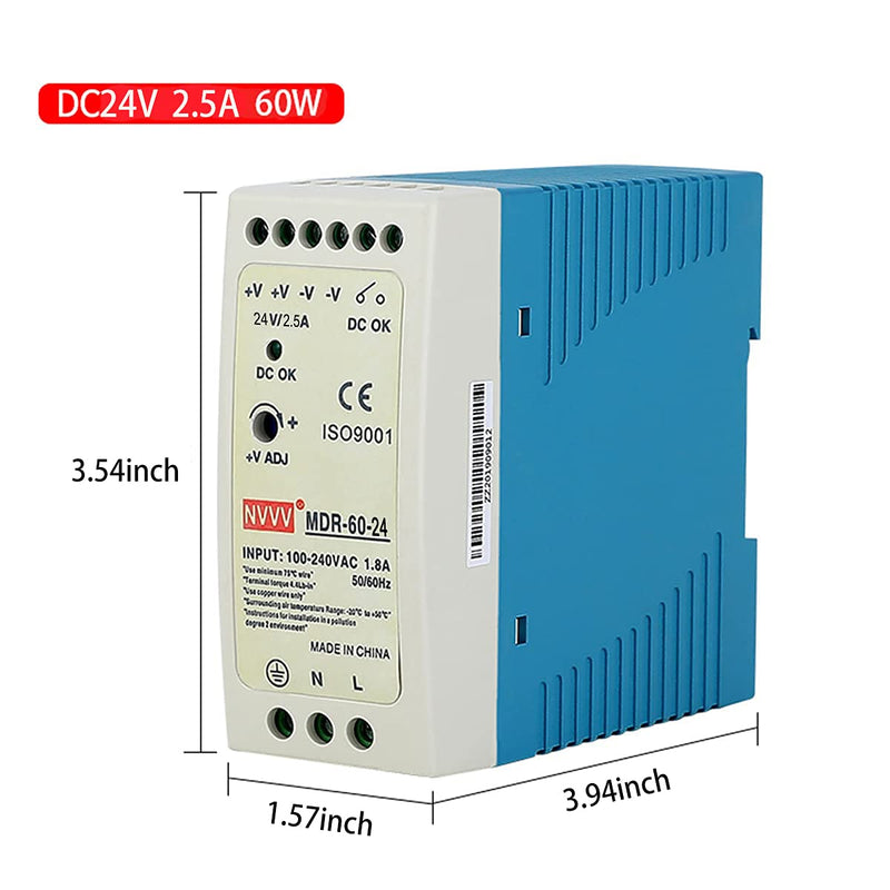[AUSTRALIA] - NVVV MDR-60-24 AC to DC DIN-Rail Power Supply 24V 2.5 Amp 60W 