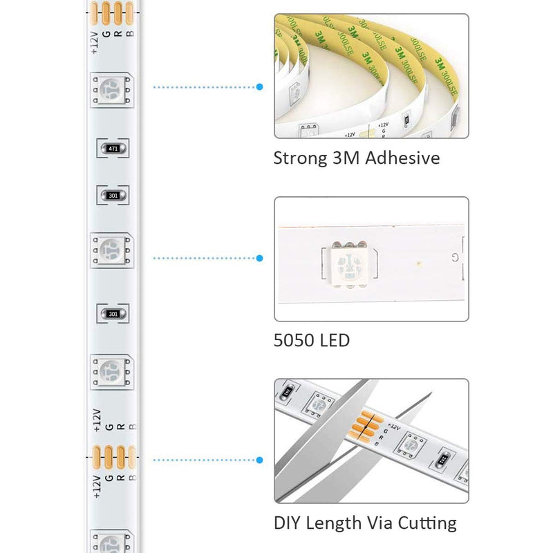 [AUSTRALIA] - LED Strip Lights, Lampee 32.8ft 12V Flexible RGB Color Changing Tape Lights, 5050 SMD Rope Light Kit with Remote Control and 300 LEDs for Home, Kitchen, Bedroom, DIY Decoration 