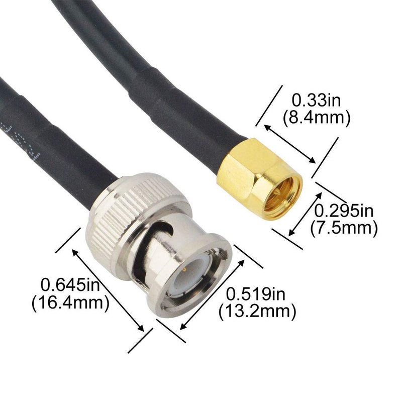 BOOBRIE SMA Cable RG58 Coaxial Cable BNC Male to SMA Male Coaxial Cable BNC Low Loss Jumper Cable 78.7 Inch for Antennas, Wireless LAN Devices, RF Coaxial Connector, RF Coaxial Cable, Wi-Fi, Radios